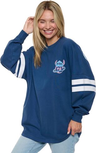 Disney Stitch Womens Long Sleeve Jersey Oversized Crewneck Shirt in Saudi Arabia