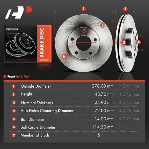 A-Premium 10.94 inch (278mm) Front Vented Disc Brake Rotors Compatible with Select Mazda Models - 3 2004-2013, 3 Sport 2010 2012, 2.0L, 2-PC Set in Saudi Arabia