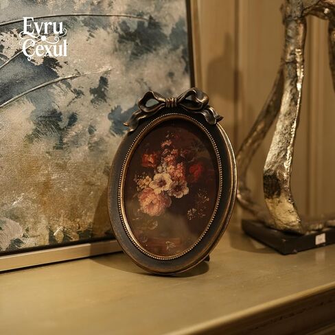 إطار صورة عتيق صغير مقاس 5 × 7، إطار مزخرف عتيق بقوس بيضاوي مقاس 5 × 7 مع واجهة زجاجية، سطح طاولة فاخر ومعلق على الحائط، ديكور حائط عتيق (برونزي عتيق) in Kuwait