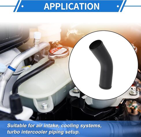 3" OD 45 Degree Bend 6064 Aluminum Alloy Tube Intercooler Pipe Surface Blasting Air Intake Connection Hose W/Double Bead Roll 5.9" Length Black in Saudi Arabia