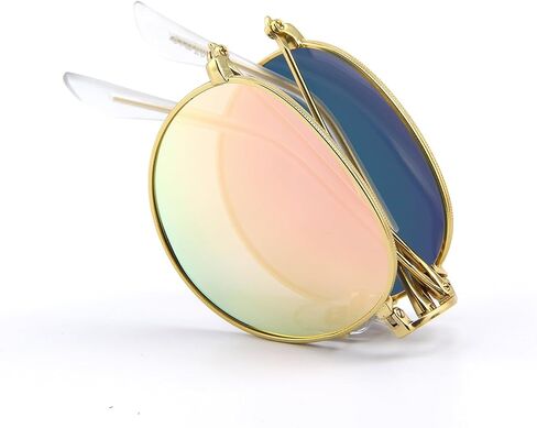 Polarized Folding Sunglasses Womens Men Lightweight Foldable Sunglass Metal Frame Oval Durable Sun Glasses Shades in Saudi Arabia