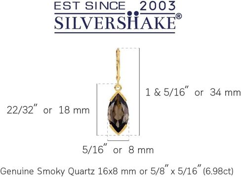 Silvershake 16X8mm أحجار كريمة على شكل ماركيز مطلية بالذهب الأبيض أو مطلية بالذهب الأصفر 925 من الفضة الاسترليني قطرة متدلية من الخلف مجوهرات للنساء ملابس العمل in Kuwait