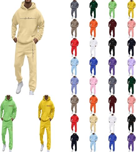 Los Angeles Sweatsuits for Men 2 Piece Set Letter graphic Print Hoodie and Sweatpants Jogging Suit Athletic Tracksuit in Saudi Arabia