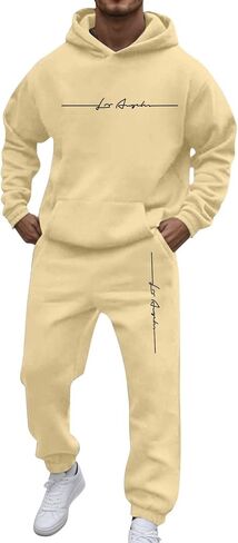 Los Angeles Sweatsuits for Men 2 Piece Set Letter graphic Print Hoodie and Sweatpants Jogging Suit Athletic Tracksuit in Saudi Arabia