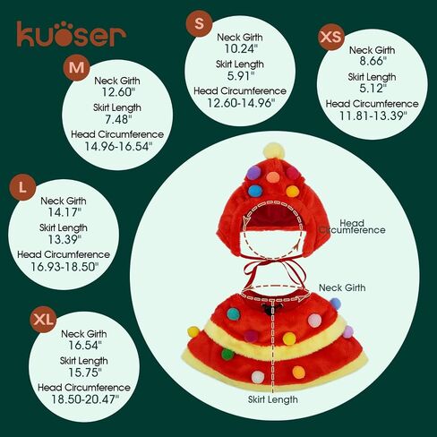 زي عيد الميلاد للكلاب من Kuoser، زي شجرة عيد الميلاد للكلاب، ملابس عيد الميلاد للكلاب الصغيرة والمتوسطة، مثالية للحفلات التنكرية التي تحمل طابع شجرة عيد الميلاد in Kuwait