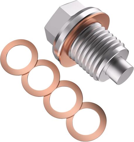 M14x1.5 Magnetic Oil Drain Plug, Stainless Steel Oil Pan Bolt with 5PCS Copper Crush Washer Anti Leakage, Automotive Replacement Engine Oil Drain Plugs, Fits Most Cars, Motorcycles, Boats in Saudi Arabia