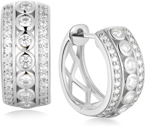 D Color VVS1 Clarity Moissanite Hoop Earrings for Women Men, 15MM Huggie Earrings, Solid 925 Sterling Silver with Rhodium Plated， Birthday Christmas Valentines Jewelry in Saudi Arabia