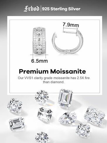 D Color VVS1 Clarity Moissanite Hoop Earrings for Women Men, 15MM Huggie Earrings, Solid 925 Sterling Silver with Rhodium Plated， Birthday Christmas Valentines Jewelry in Saudi Arabia