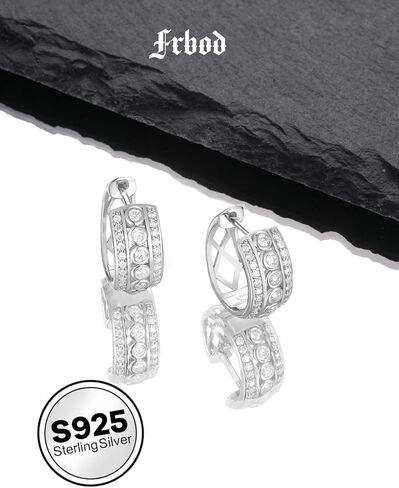 D Color VVS1 Clarity Moissanite Hoop Earrings for Women Men, 15MM Huggie Earrings, Solid 925 Sterling Silver with Rhodium Plated， Birthday Christmas Valentines Jewelry in Saudi Arabia