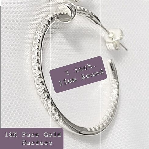 Hand Made Gold Hoop Earrings 18K Gold Filled 2mm Thin 1" Round Lube Nail Shape Tuffted Diamond Simulant CZ Lightweight Hypoallergenic 3 times Shine Premium Quality in Saudi Arabia