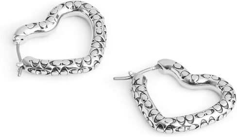 COACH Women's Signature Quilted Heart Hoop Earrings in Saudi Arabia