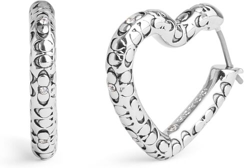 COACH Women's Signature Quilted Heart Hoop Earrings in Saudi Arabia