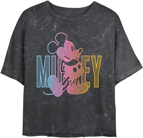 Disney Characters Gradient Mickey Women's Mineral Wash Short Sleeve Crop Tee in Saudi Arabia