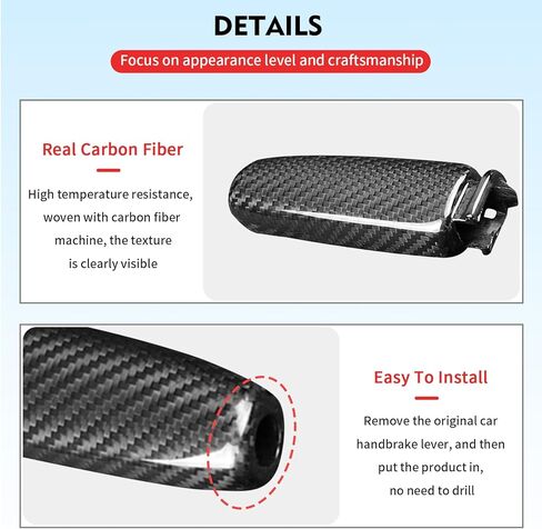 Compatible with Ford Mustang 2015-2023 Carbon Fiber Original Car Handbrake Cover Set Automotive Shift Lever Modified Protection Decoration (Black) in Saudi Arabia