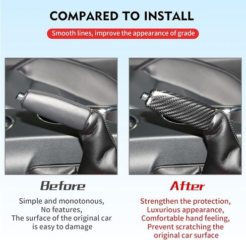 Compatible with Ford Mustang 2015-2023 Carbon Fiber Original Car Handbrake Cover Set Automotive Shift Lever Modified Protection Decoration (Black) in Saudi Arabia
