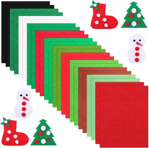 30 قطعة من أوراق نسيج لباد عيد الميلاد الناعمة السميكة المربعة من أوراق الحرف اليدوية أو الحرف اليدوية اليدوية المرقعة فن الخياطة زينة عيد الميلاد أحمر أخضر أبيض 8 × 10 بوصة in Kuwait