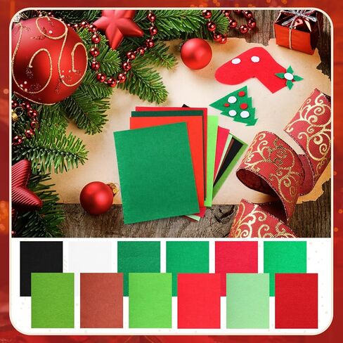 30 قطعة من أوراق نسيج لباد عيد الميلاد الناعمة السميكة المربعة من أوراق الحرف اليدوية أو الحرف اليدوية اليدوية المرقعة فن الخياطة زينة عيد الميلاد أحمر أخضر أبيض 8 × 10 بوصة in Kuwait