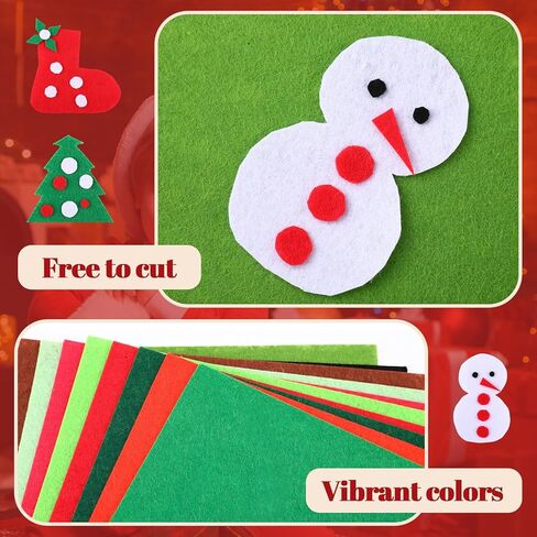 30 قطعة من أوراق نسيج لباد عيد الميلاد الناعمة السميكة المربعة من أوراق الحرف اليدوية أو الحرف اليدوية اليدوية المرقعة فن الخياطة زينة عيد الميلاد أحمر أخضر أبيض 8 × 10 بوصة in Kuwait