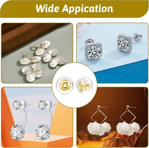 20 Pcs Locking Earring Backs, 18K Gold Silicone Replacement for Droopy Ears Heavy Studs, Premium Hypoallergenic Soft Earing Backs for Women Men Jewelry Collection Daily Use Special Occasions in Kuwait