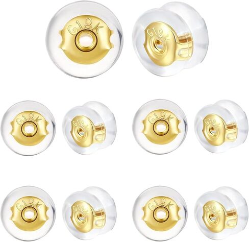 20 Pcs Locking Earring Backs, 18K Gold Silicone Replacement for Droopy Ears Heavy Studs, Premium Hypoallergenic Soft Earing Backs for Women Men Jewelry Collection Daily Use Special Occasions in Kuwait