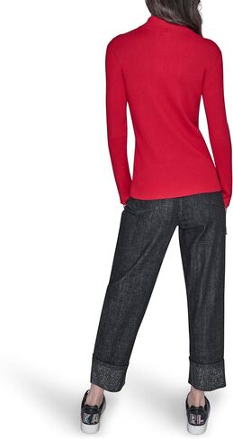 Karl Lagerfeld Womens Long Sleeve Mock Neck Logo Tape Zip Up Sweater in Saudi Arabia