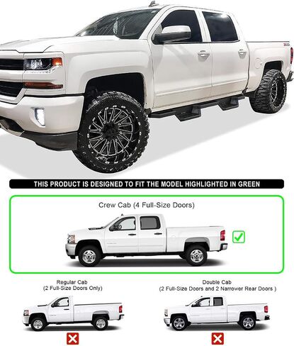 APS الفولاذ المقاوم للصدأ 6.5 بوصة Nerf Bars جيب خطوات مربعة أنبوب الروك الحرس متوافق مع تشيفي سيلفرادو جي إم سي سييرا طاقم الكابينة 07-18 in Saudi Arabia