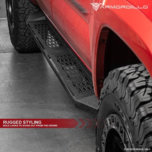 لوحات تشغيل معيارية مقاس 7 بوصات من Armordillo|متوافقة مع كابينة Ford Ranger SuperCrew (Crew) موديل 2019-2023|8735749|أسود مزخرف|قضبان Nerf ذات خطوات جانبية in Saudi Arabia