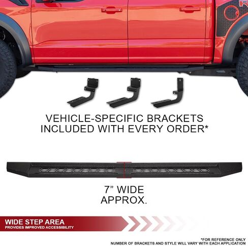 لوحات تشغيل معيارية مقاس 7 بوصات من Armordillo|متوافقة مع كابينة Ford Ranger SuperCrew (Crew) موديل 2019-2023|8735749|أسود مزخرف|قضبان Nerf ذات خطوات جانبية in Saudi Arabia