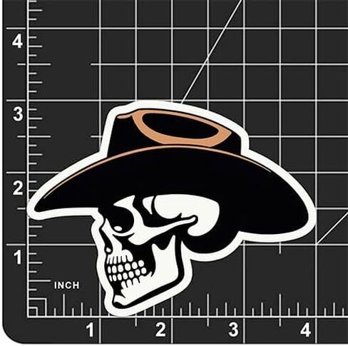 Cowboy Skull Sticker 4" x 3" Inch ~ 100% Waterproof Vinyl Sticker Decal, Western Cowboy Sticker for Car Truck Bumper, Window in Saudi Arabia
