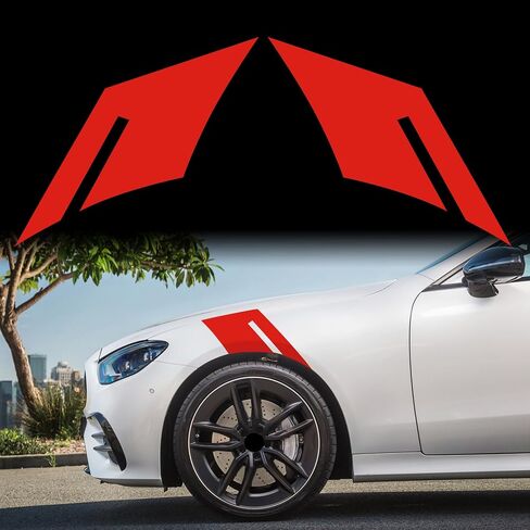 TOMALL 2Pcs Racing Sport Stripe Vinyl Decals for Car Fender Hood Bumper Trunk Auto Stripe Graphic Stickers Car Wheel Eyebrow Decorations for Pickup Vehicle SUV Truck Off-Road (Black) in Saudi Arabia