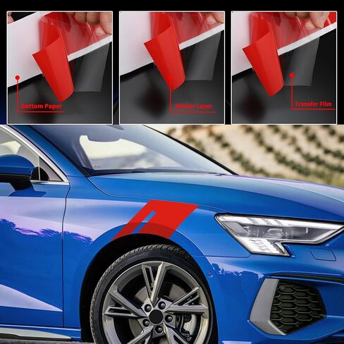 TOMALL 2Pcs Racing Sport Stripe Vinyl Decals for Car Fender Hood Bumper Trunk Auto Stripe Graphic Stickers Car Wheel Eyebrow Decorations for Pickup Vehicle SUV Truck Off-Road (Black) in Saudi Arabia