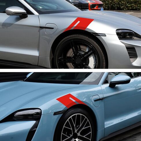 TOMALL 2Pcs Racing Sport Stripe Vinyl Decals for Car Fender Hood Bumper Trunk Auto Stripe Graphic Stickers Car Wheel Eyebrow Decorations for Pickup Vehicle SUV Truck Off-Road (Black) in Saudi Arabia