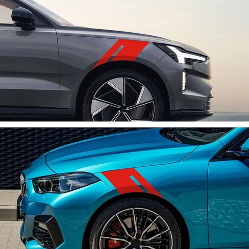 TOMALL 2Pcs Racing Sport Stripe Vinyl Decals for Car Fender Hood Bumper Trunk Auto Stripe Graphic Stickers Car Wheel Eyebrow Decorations for Pickup Vehicle SUV Truck Off-Road (Black) in Saudi Arabia