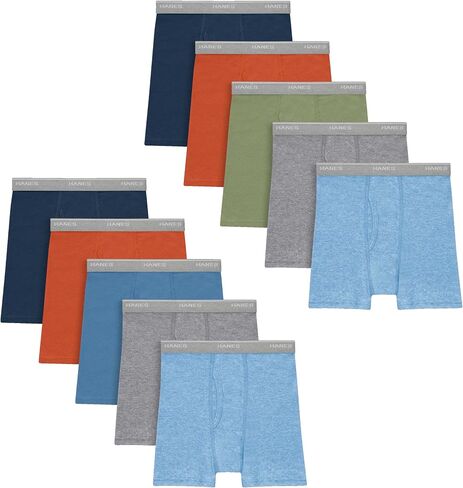 Hanes Boys' Boxer Briefs, Moisture-Wicking Underwear for Boys & Toddlers, Assorted, 10 or 12 Pack in Saudi Arabia