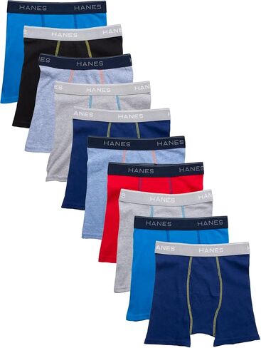 Hanes Boys' Boxer Briefs, Moisture-Wicking Underwear for Boys & Toddlers, Assorted, 10 or 12 Pack in Saudi Arabia