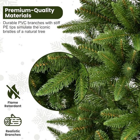 4ft Pre-Lit Artificial Pencil Green Christmas Tree with Warm White 150 LED Lights, Hinged Realistic Slim Xmas Tree w/Sturdy Metal Stand, 424 Tips for Home, Office, Party Decoration Indoor in Saudi Arabia