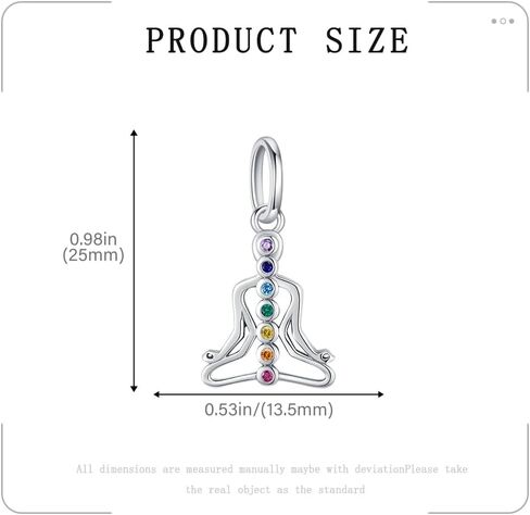 925 Sterling Silver Charm for Pandora Bracelet Necklace Lotus Flower 7 Chakra Necklace Charms Yoga Chakra Charm Present Pendants DIY Jewelry for Women in Kuwait