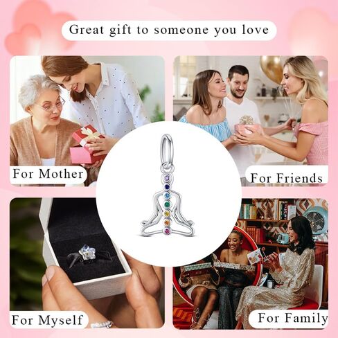 925 Sterling Silver Charm for Pandora Bracelet Necklace Lotus Flower 7 Chakra Necklace Charms Yoga Chakra Charm Present Pendants DIY Jewelry for Women in Kuwait
