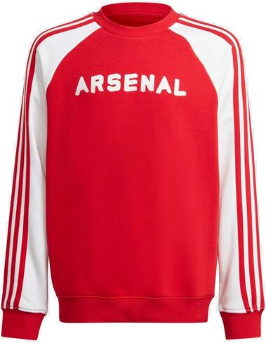 adidas Kids Unisex Soccer Arsenal Crew Pullover Sweatshirt, Scarlet in Saudi Arabia