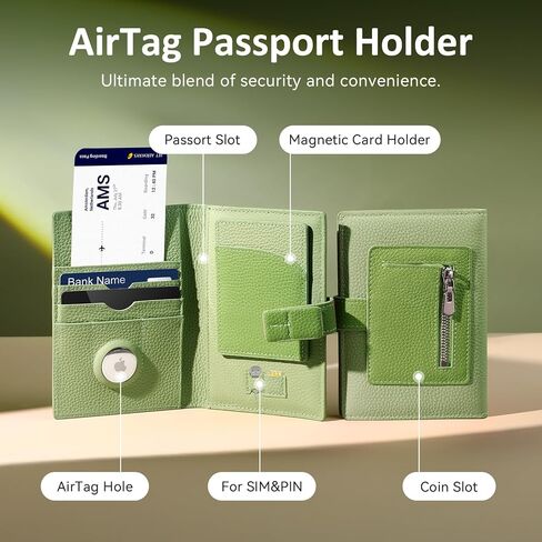 Full Grain Leather Passport Holder for Travel Women Men Passport Wallet with Airtag Slot RFID Blocking Travel Essentials Passport Cover Case Black in Kuwait