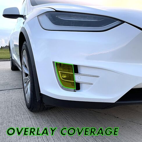 PreCut Vinyl Smoke Tint for 2016-2022 Tesla Model X Headlight & Foglight (2. Headlight Cutout, 35% Light Smoke) in Saudi Arabia