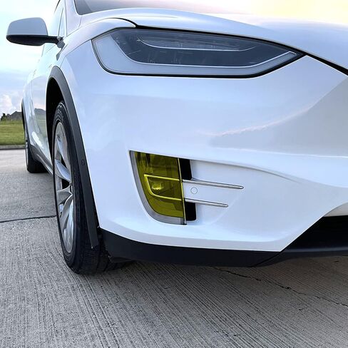 PreCut Vinyl Smoke Tint for 2016-2022 Tesla Model X Headlight & Foglight (2. Headlight Cutout, 35% Light Smoke) in Saudi Arabia