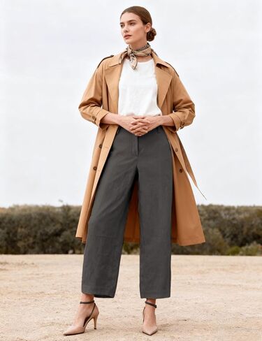 Xiaoxuemeng Linen Pants Women Wide Leg Capri Beach Pants Elastic Waisted Baggy Linen Trousers in Saudi Arabia