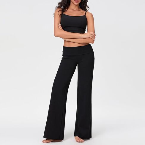 Women’s Casual Pants Low Rise Foldover Waist Palazzo Lounge Trousers Spring Summer Comfy Baggy Wide Leg Pants in Saudi Arabia