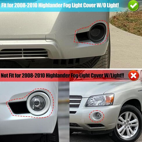 Compatible with Toyota Highlander Fog Light Cover 2008 2009 2010, Replace for 81481-0E040 Front Right Passenger Side Fog Lamp Bezel Replacement,W/O Light Hole Highlander Fogs Lamp Cover - Right in Saudi Arabia