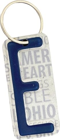 License plate letter keychain, Made in USA, Blue letter license plate keychain, License plate letter bag tag in Saudi Arabia