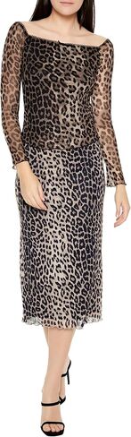 Forever 21 Women's Mesh Leopard Midi Skirt in Saudi Arabia