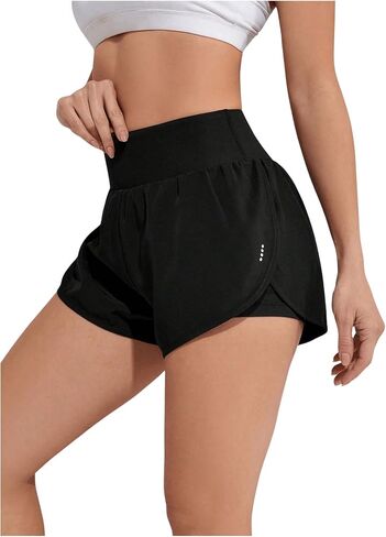 SweatyRocks Women's High Waisted Layer Running Shorts Dolphin Workout Active Sports Shorts with Pockets in Saudi Arabia