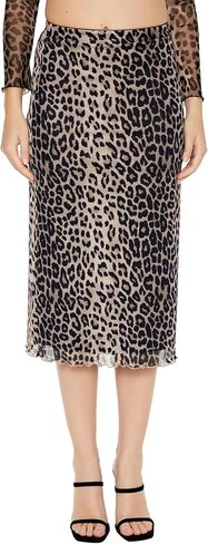 Forever 21 Women's Mesh Leopard Midi Skirt in Saudi Arabia