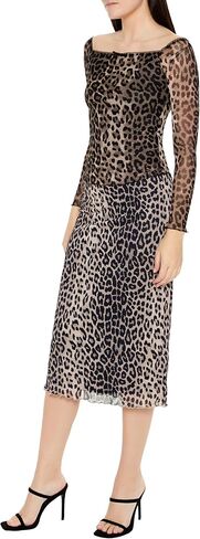 Forever 21 Women's Mesh Leopard Midi Skirt in Saudi Arabia